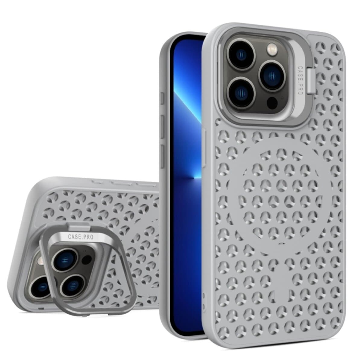 Защитный чехол-накладка Cosmic Grater Stand для Apple iPhone 13 Pro Grey (GRASTiP13PGrey)