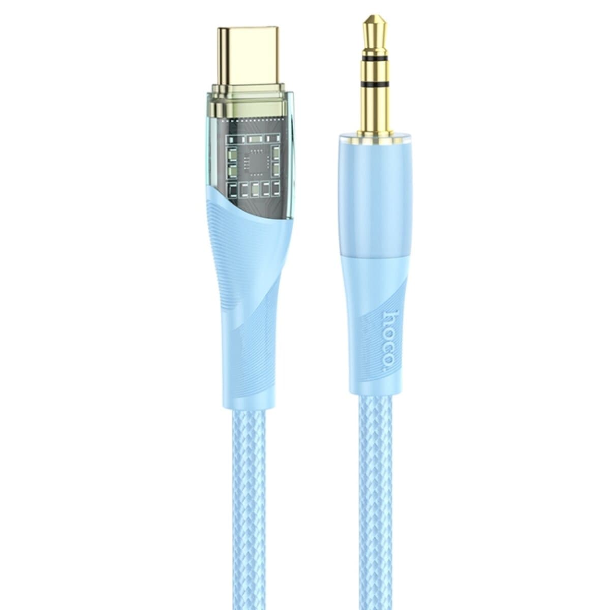 Аудіо-кабель HOCO UPA25 Transparent Discovery AUX 3.5mm to Type-C Edition Digital Audio Conversion Cable 1m Blue