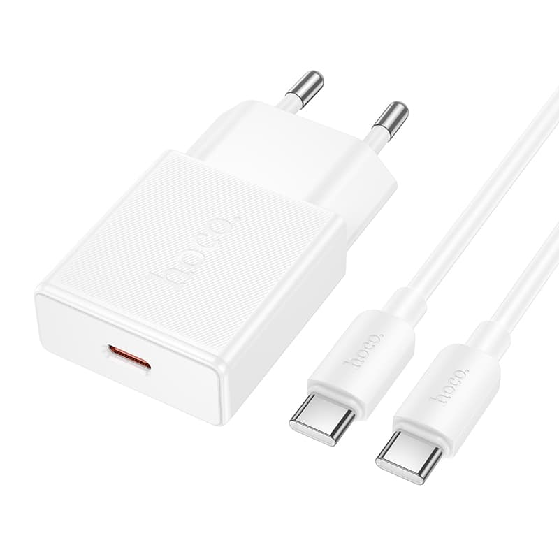 Зарядное устройство с кабелем HOCO N72 Speed single-port PD20W ultra-thin charger set Type-C to Type-C cablr White