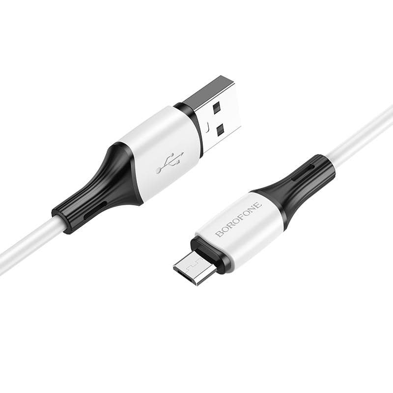 Кабель BOROFONE BX79 USB to Micro-USB 2.4A 1m silicone connectors White