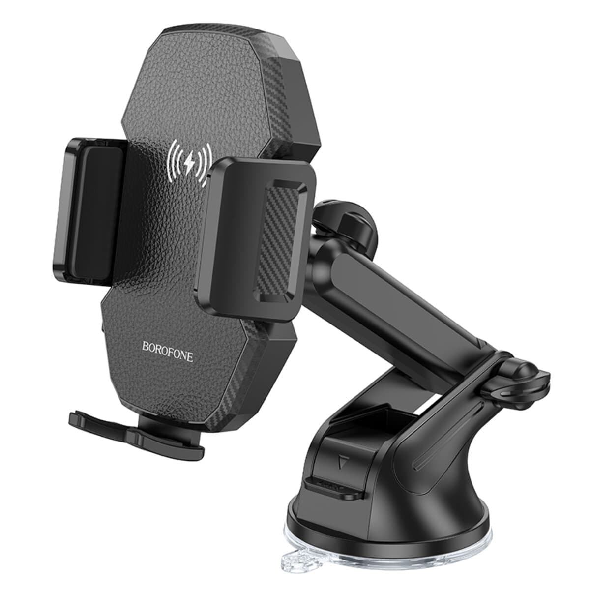 Тримач для телефона автотримач із БЗП BOROFONE BH214 Adelante Wireless Fast Charging Car Holder Center Console Black