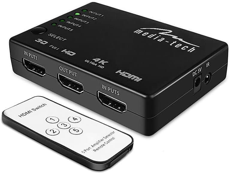 Сплітер HDMI Media-Tech MT5207 5-портів HDMI 4K пульт 1080p Black