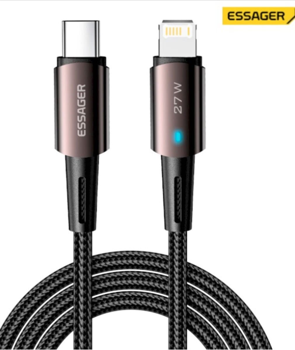 Кабель ESSAGER CG12 Type-C to Lightning 27W Black-Brown (EXCTL-CG12)