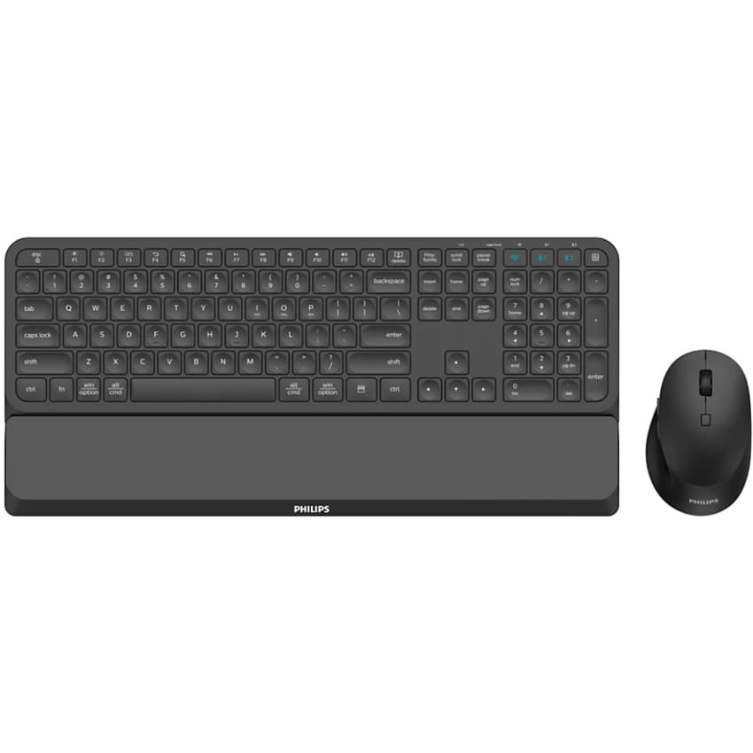 Комплект бездротової клавіатури та мишки Philips 6000 Slim UA 2.4 ГГц/Bluetooth Black (SPT6607B/00)