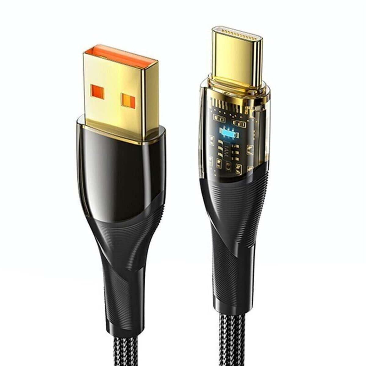 Кабель Essager Interstellar Transparent Design USB Charging Cable USB to Type-C 7A 1m Black (EXCT-XJ01-P)