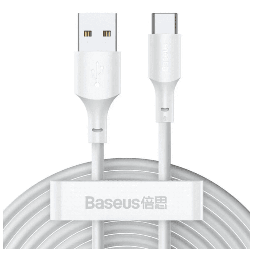 Комплект кабель Baseus Simple Wisdom Data Cable Kit USB to Type-C 5A 1.5m 2 шт White (TZCATZJ-02)