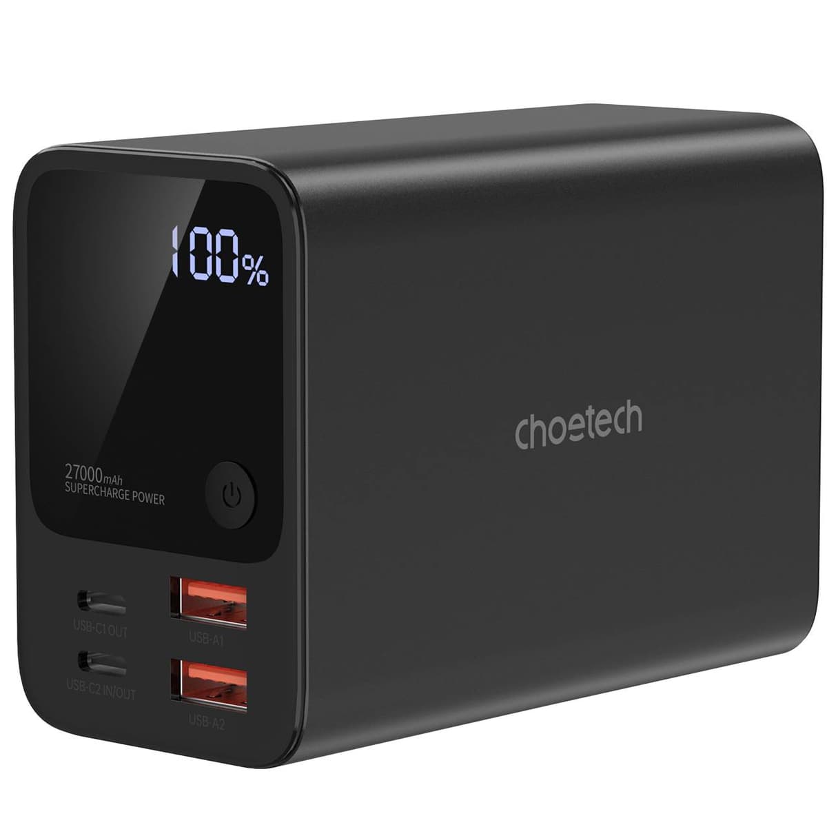 Powerbank павербанк УМБ Choetech 27000mAh 222.5W 2xUSB-C PD3.0 100+100W 2хUSB QC3.0 22W Li-pol Display Black (B635-BK)