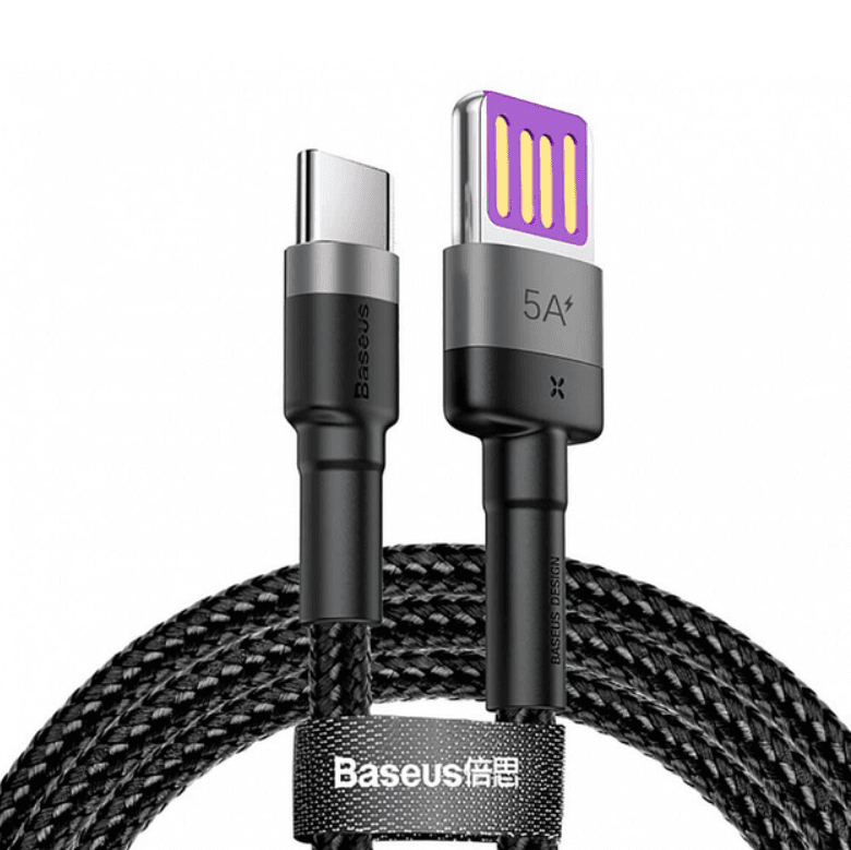 Кабель Baseus Cafule HW QC USB Double-sided Blind Interpolation to Type-C 40W 1m Black (CATKLF-PG1)