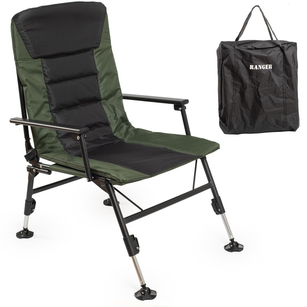 Карпове крісло розкладне Ranger Wide Carp Lux SL-115 до 140 кг Green-Black (RA 2260)