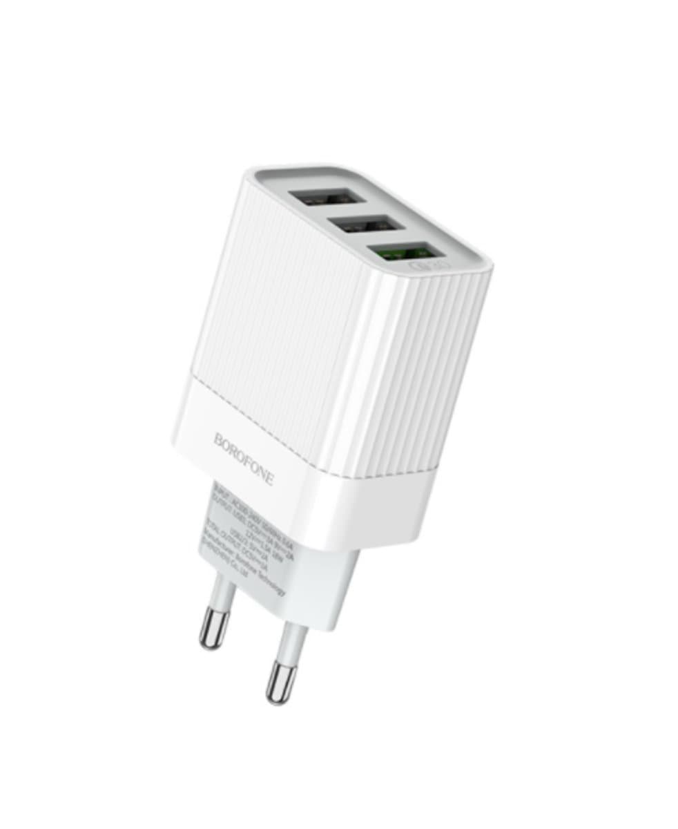 Зарядний пристрій BOROFONE BA40A Speedway 3xUSB output QC3.0/QC2.0 18W White (BA40AW)