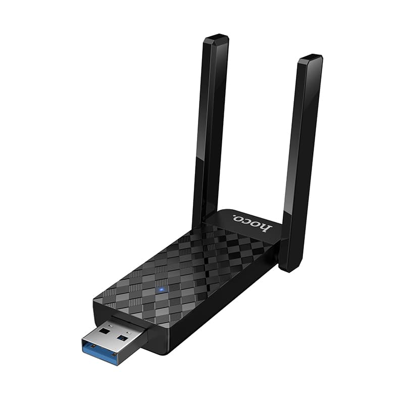 Wi-Fi адаптер HOCO HI34 WiFi6 USB external dual antenna wireless network card 2.4 ГГц/5 ГГц Black