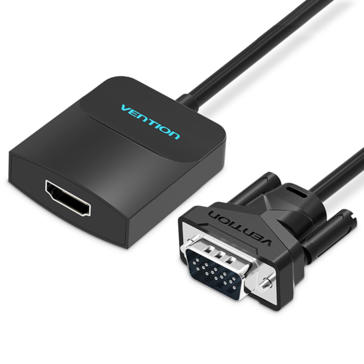 Адаптер конвертор Vention VGA to HDMI Converter with Female Micro-USB and Audio Port 0.15m Black (ACNBB)