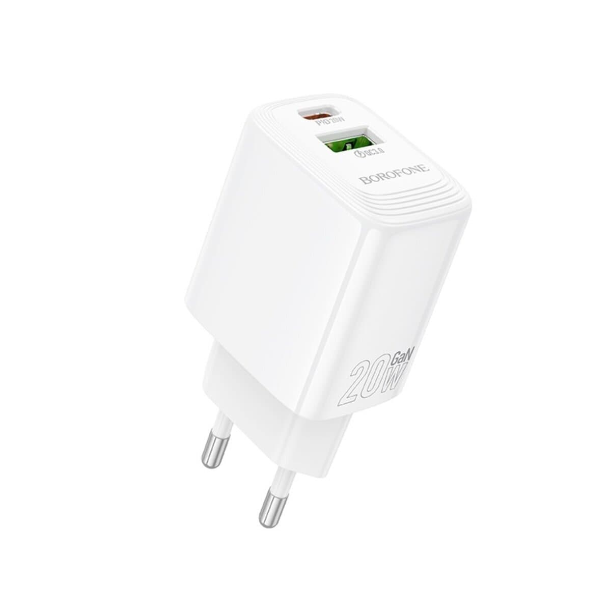 Зарядний пристрій BOROFONE BN27 Fuente PD20W+QC3.0 charger EU 1.67A White