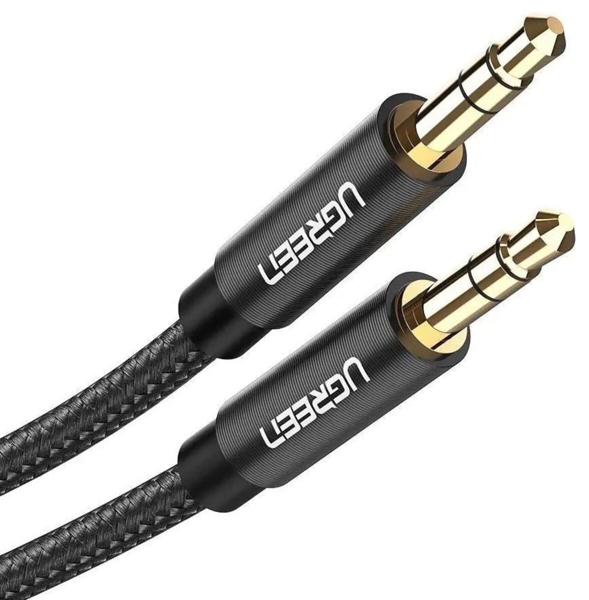 Аудио-кабель UGREEN AV112 3.5mm Male to 3.5mm Male Cable Gold Plated Metal Case with Braid 1m Black (UGR-50361)