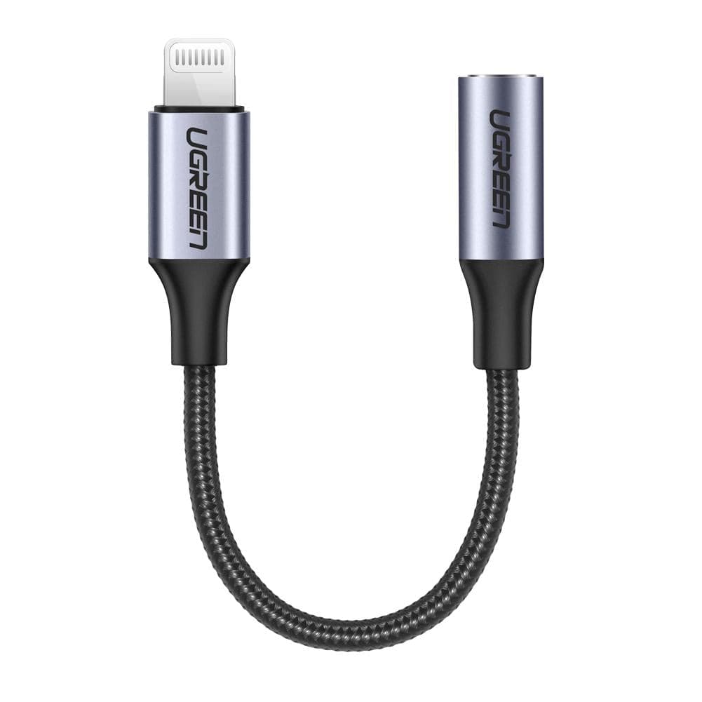Перехідник адаптер для навушників UGREEN US211 Lightning to 3.5 mm 10cm Headphone Jack Adapter Model Grey (30756)