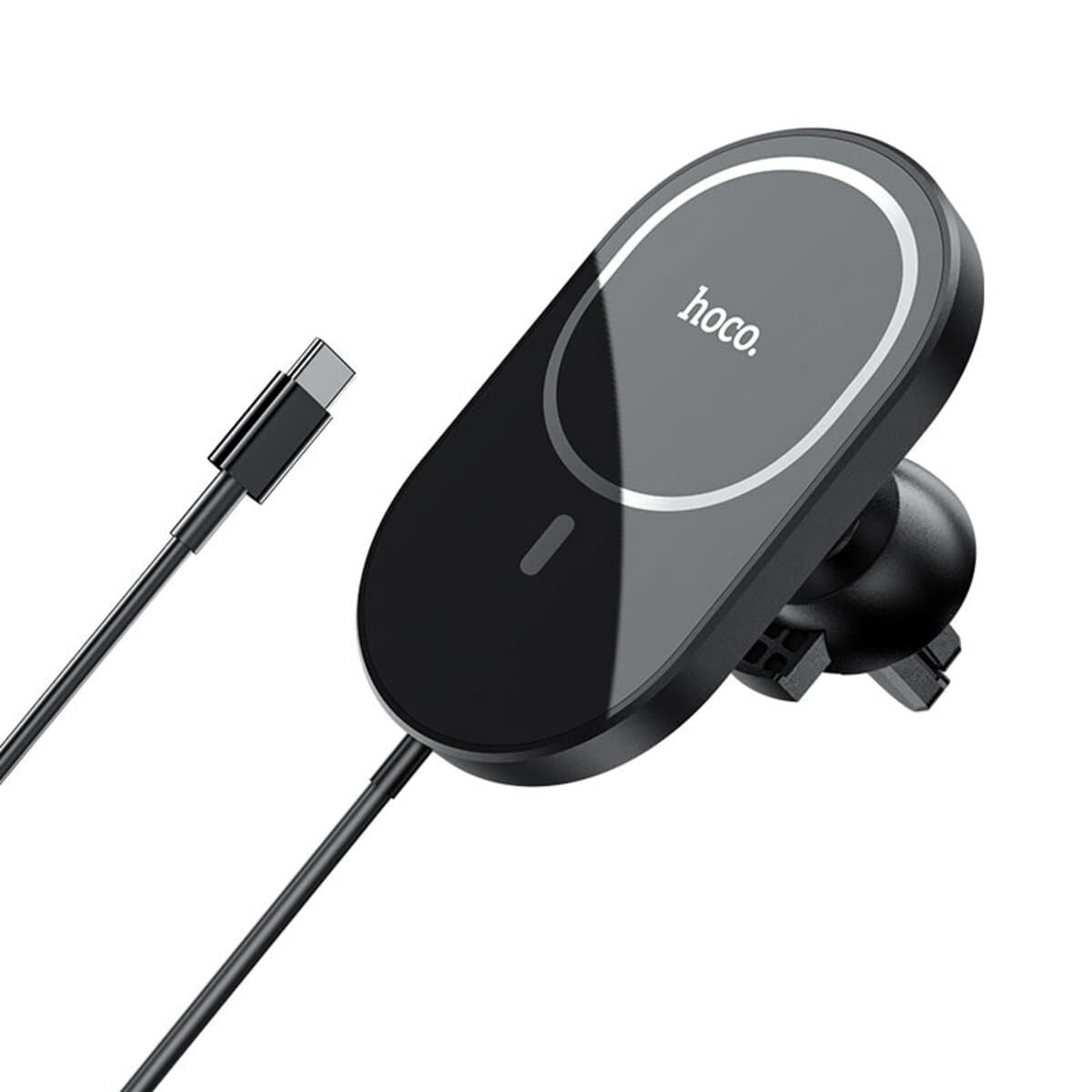 Автомобильный держатель автодержатель HOCO CA90 Powerful magnetic wireless charging car holder Black