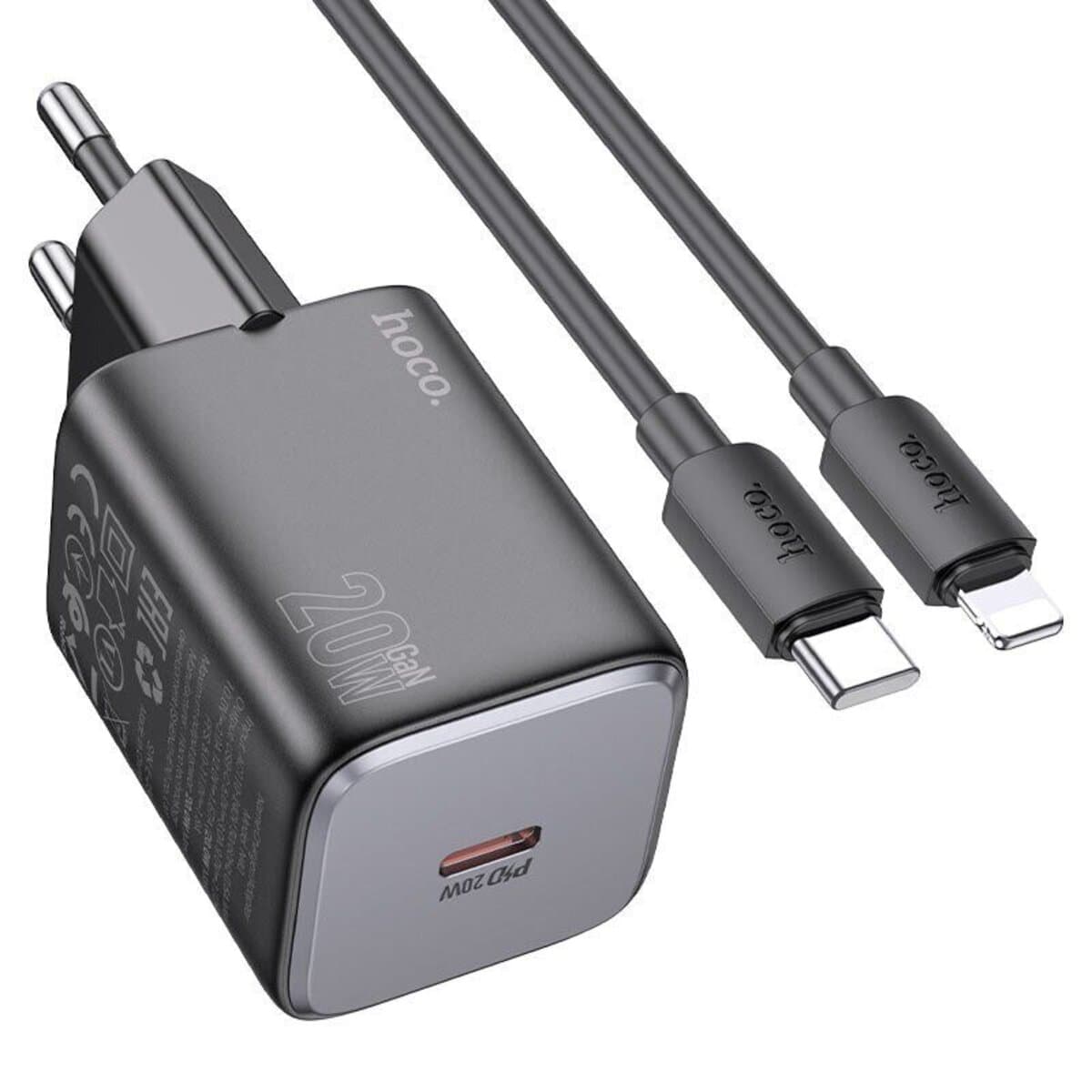 Зарядное устройство HOCO N40 Mighty single port PD20W Type-C to Lightning cable Black