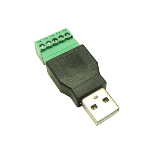 Перехідник адаптер USB 2.0 Type-A штекер тато на клеммники 5pin Black (284893)