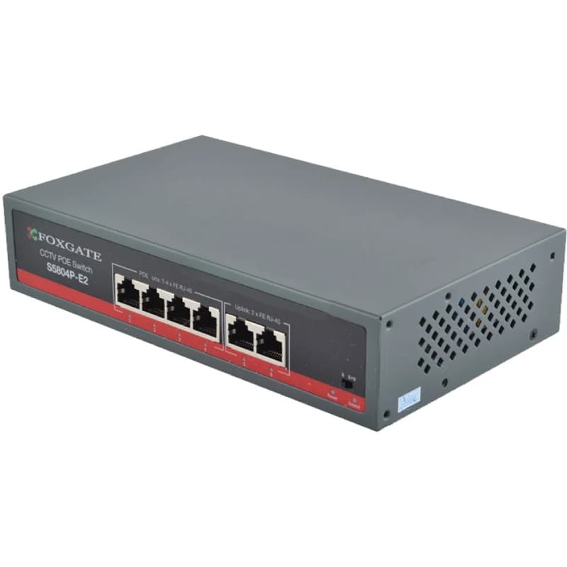 POE-комутатор FoxGate S5804P-E2 4-х портовий Black