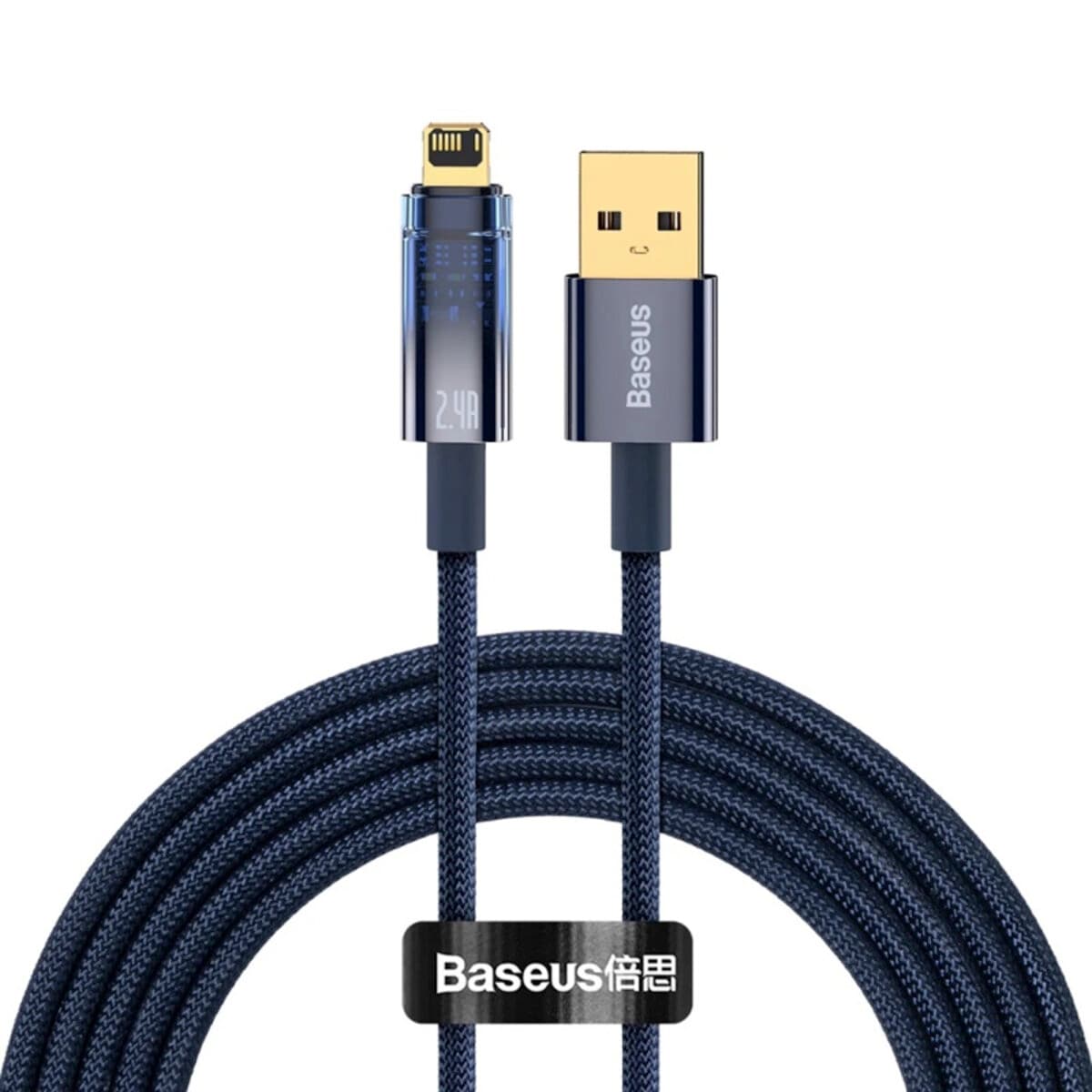 Кабель Baseus Explorer Series Auto Power-Off Fast Charging Data Cable USB to Lightning 2.4A 2m Blue (CATS000503)