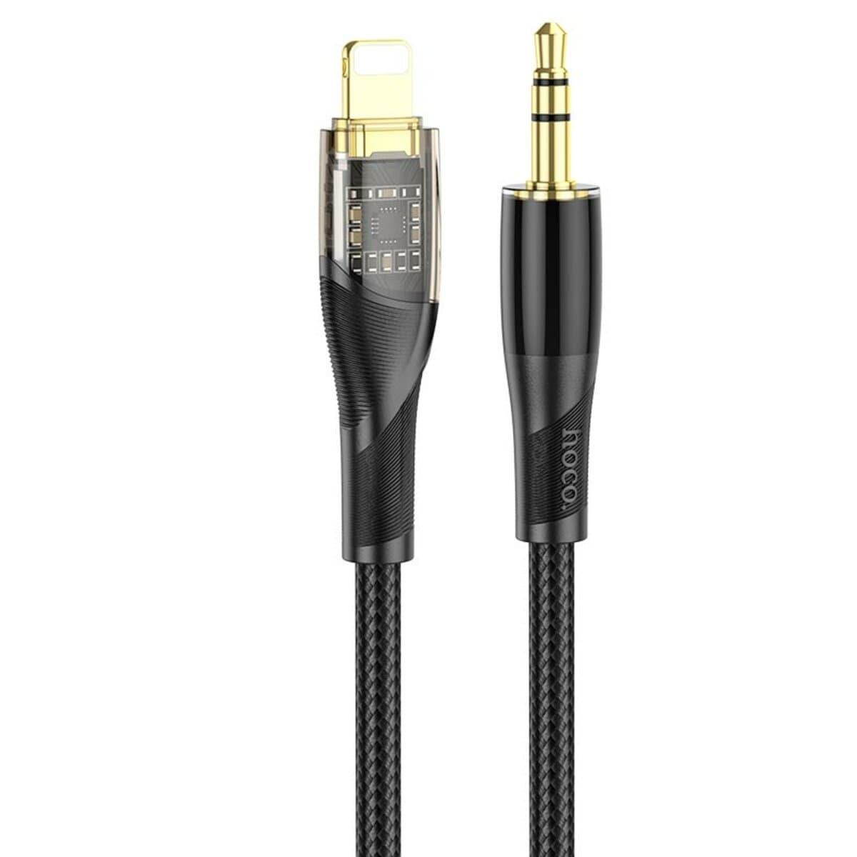 Аудіо-кабель HOCO UPA25 Transparent Discovery Edition Digital AUX 3.5mm to Lightning audio conversion cable Black
