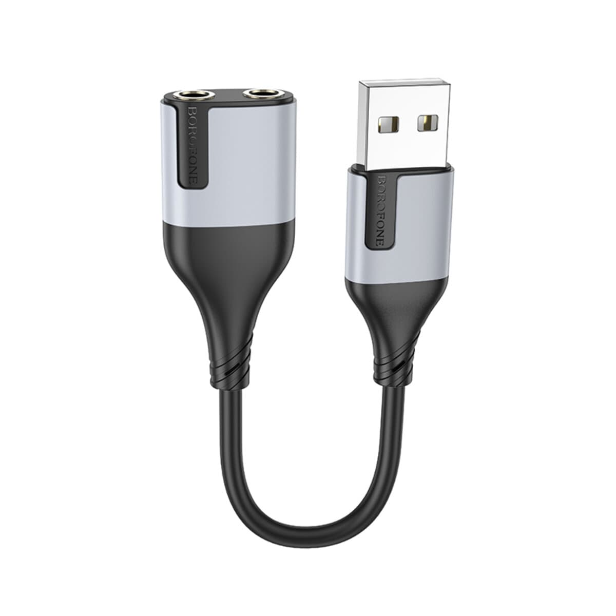 Адаптер перехідник BOROFONE BV19 2-in-1 USB to 3.5mm для гарнітур Black