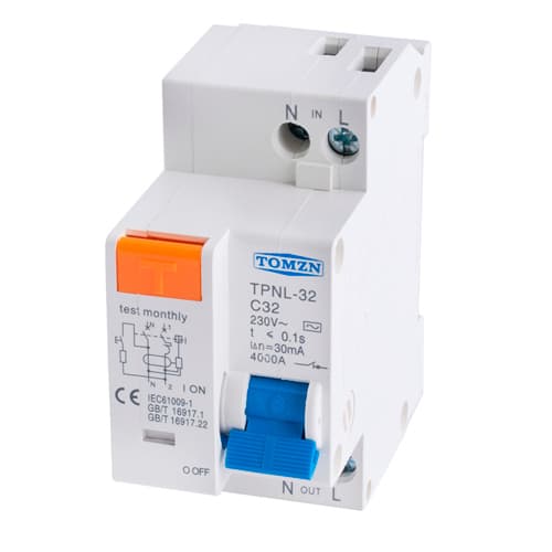 Диференційний автомат дифавтомат TOMZN TPNL-32-C32 32А 30мА АС White (772695)