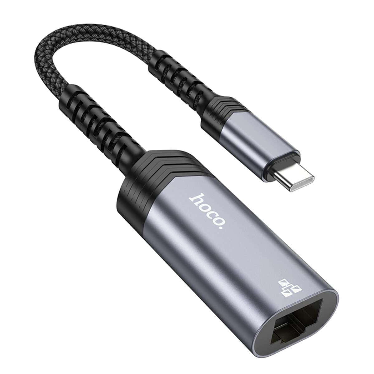 Кабель-перехідник HOCO UA26 Type-C ethernet adapter 100 Mbps Metal Gray
