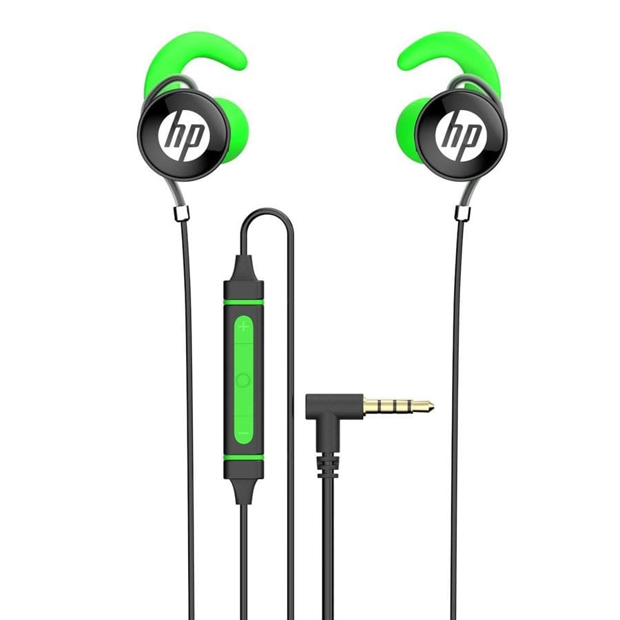 Проводные наушники с микрофоном HP DHE-7004 jack 3.5 Green-Black