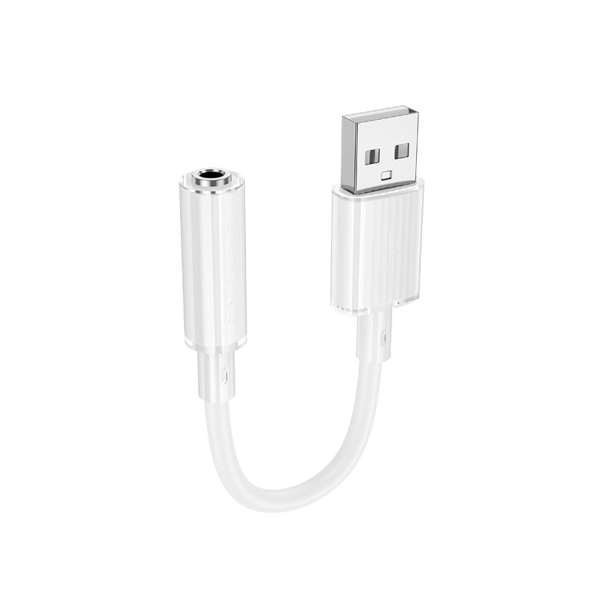 Перехідник BOROFONE BV22 Lemon зовнішня звукова карта USB to AUX 3.5mm 15см White