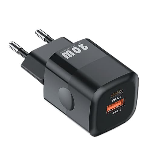 Зарядний пристрій KUULAA KL-CD59 1xUSB 1xType-C QC3.0 PD 20Вт Black (677142)