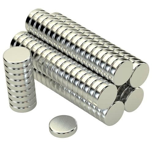 Комплект сильних круглих сильних неодимових магнітів 8x2мм N35 100шт Silver (313412)