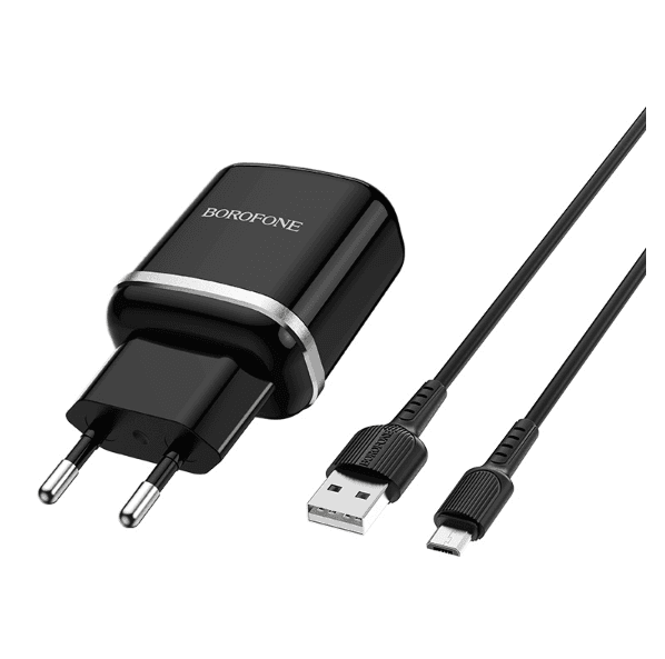 Зарядний пристрій BOROFONE BA36A High speed single port QC3.0 charger set 18W USB to MicroUSB Black