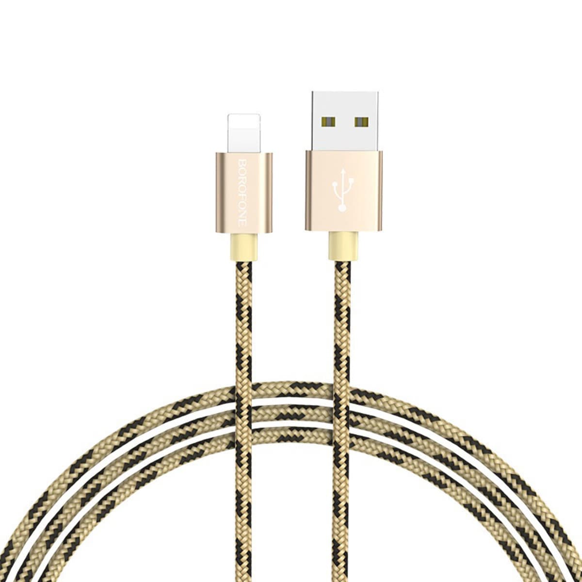 Кабель BOROFONE BX24 USB to Lightning 2.4A 1m nylon aluminum connectors Gold (BX24LGD)