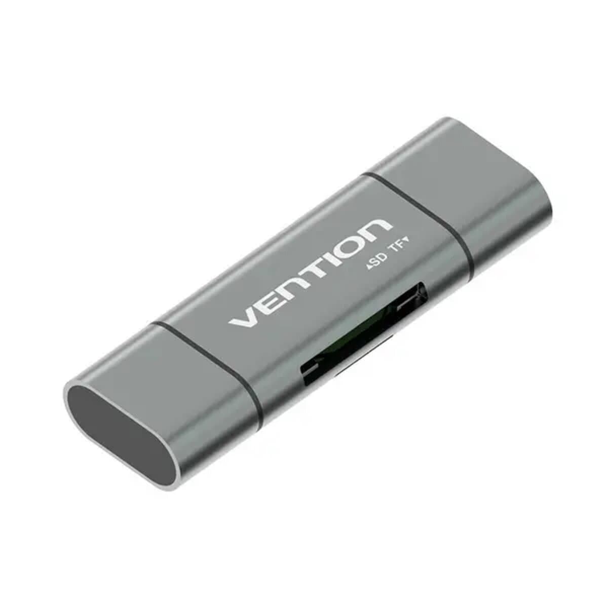 Картрідер Vention USB3.0 Multi-Function Card Reader USB 3.0 A Micro USB-B Type-C to SD TF Metal Type Grey (CCHH0)