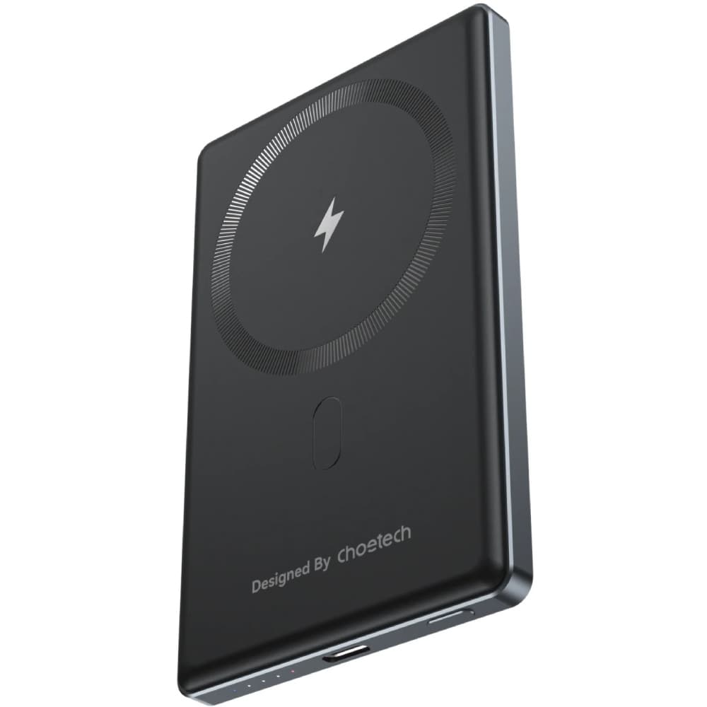 Powerbank павербанк УМБ Choetech Slim Magnetic Wireless 5000mAh 20W PD Qi-15W USB-C In/Out Black (B738-CCBK)