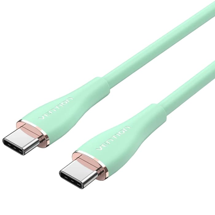 Кабель USB 2.0 Type-C M-M, 1.0 м 100W (20V/5A) Light Green Silicone Vention