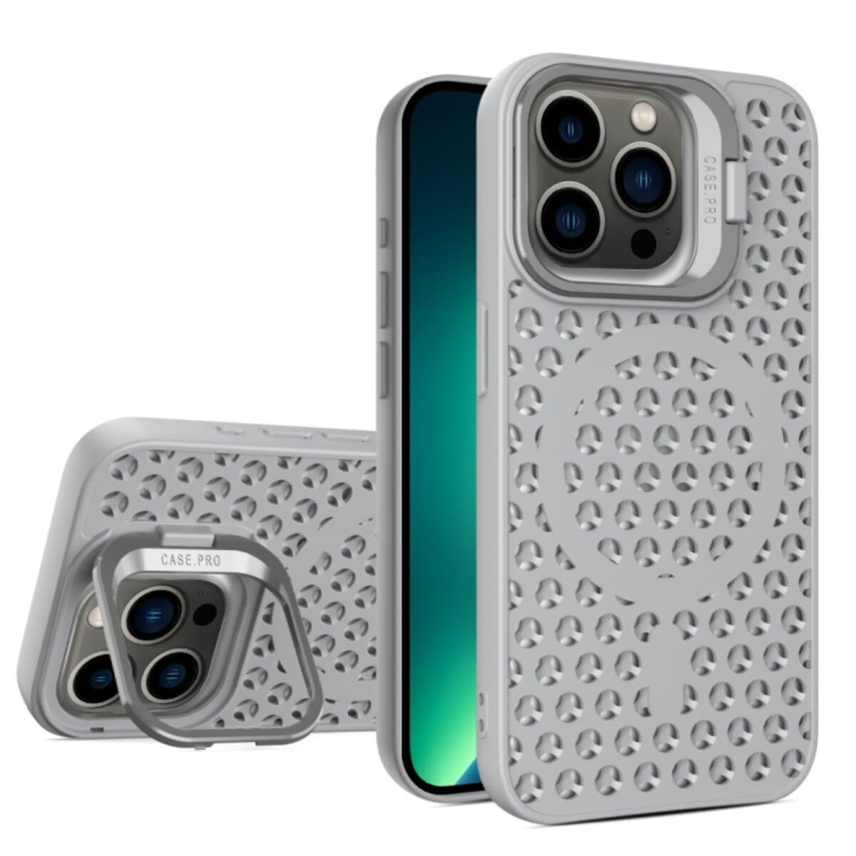 Защитный чехол-накладка Cosmic Grater Stand для Apple iPhone 13 Pro Max Grey (GRASTiP13PMGrey)