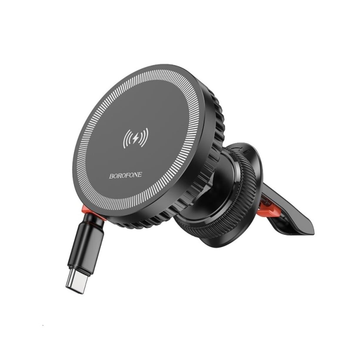 Тримач для телефону автотримач з БЗП BOROFONE BH207 Mona retractable magnetic wireless fast charging car holder air outlet Black