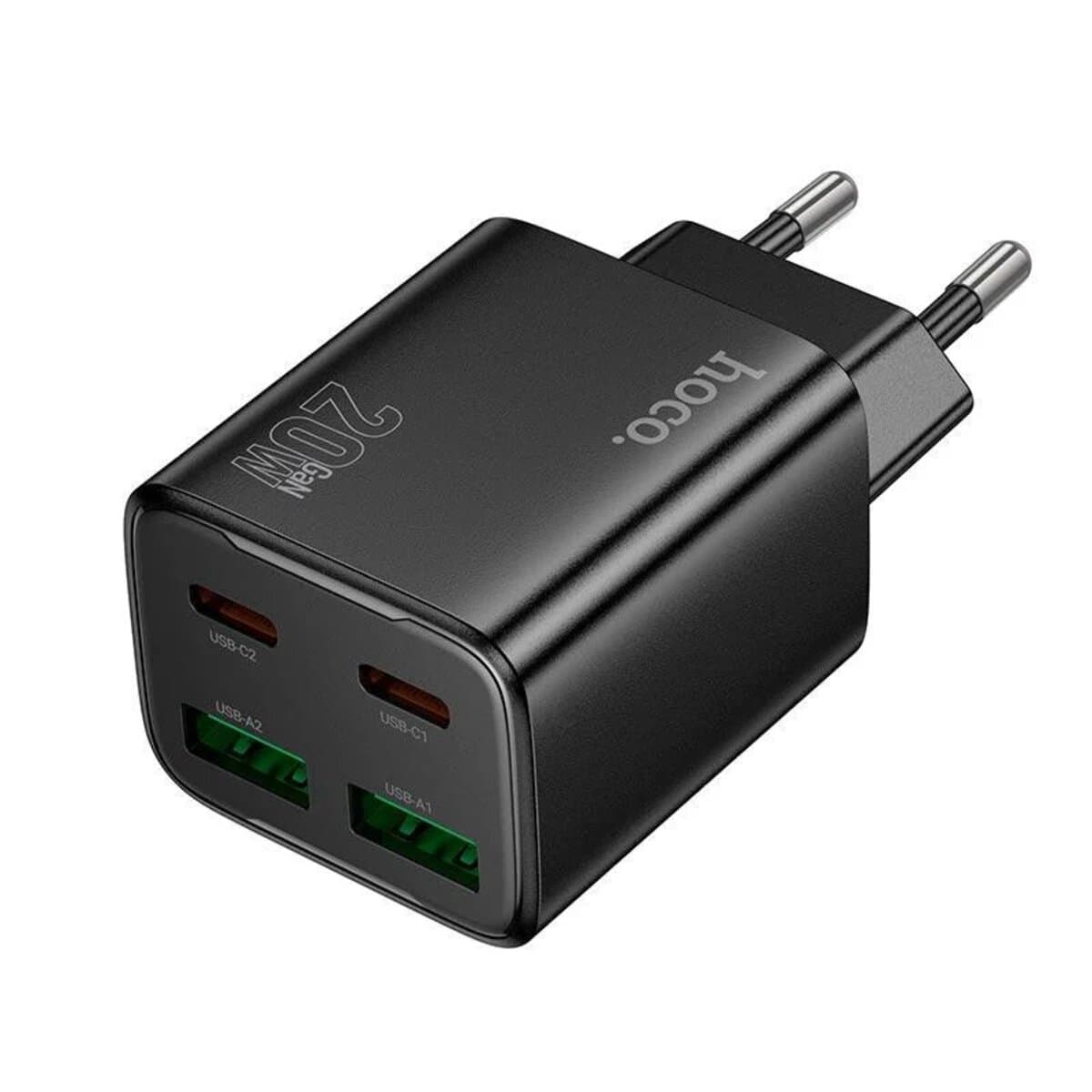 Зарядное устройство HOCO N55 Fundador four-port PD20W 2xType-C 2xUSB charger Black