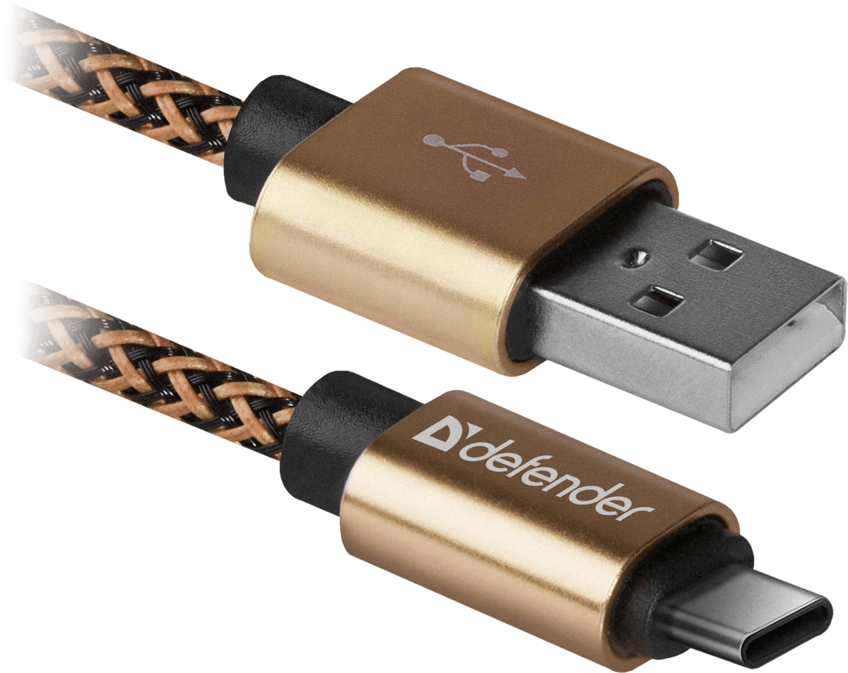 Кабель Defender 09-03T PRO USB AM - Type-C M 1м Gold (87812)