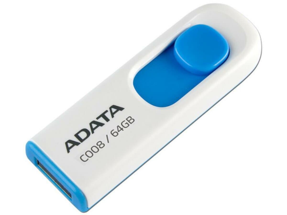 Флеш память флешка A-DATA C008 64Gb USB 2.0 White-Blue (AC008-64G-RWE)