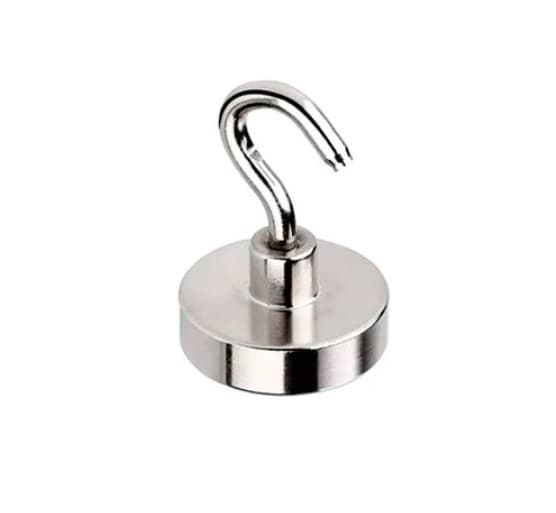 Сильний пошуковий неодимовий магніт з гачком 60x15мм N52 до 100кг Silver (285215)