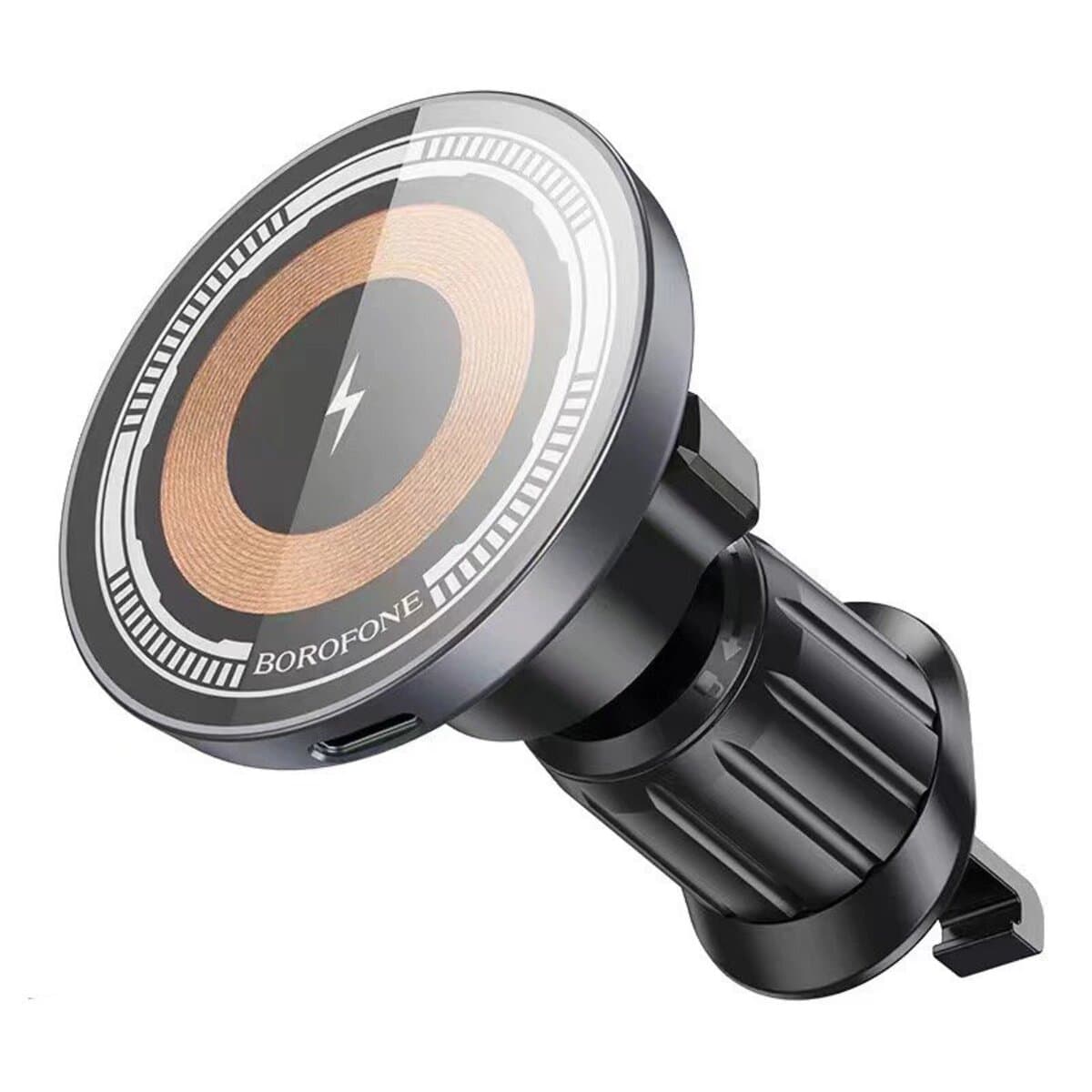 Автомобільний тримач автотримач з QI зарядкою BOROFONE BH211 Riley magnetic wireless fast charging car holder air outlet Black