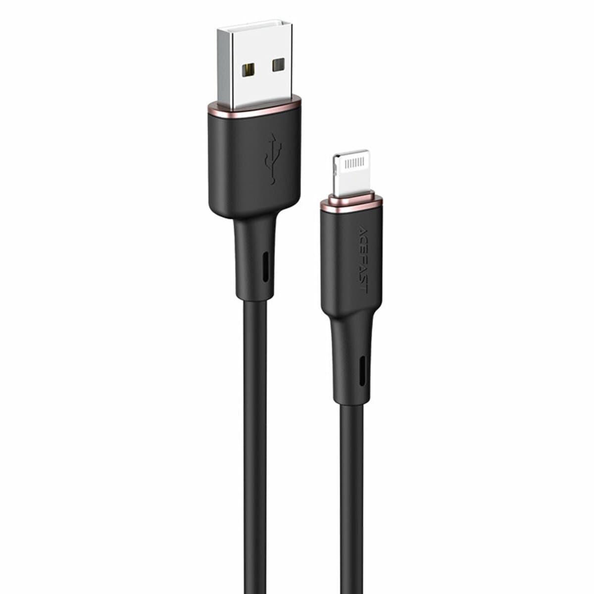 Кабель ACEFAST C2-02 USB to Lightning 2.4A 1.2m silicone zinc connectors Black (AFC2-02B)