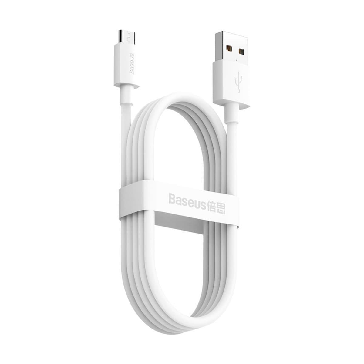 Комплект кабель Baseus Simple Wisdom Data Cable Kit USB to MicroUSB 2.1A 1.5m 2шт White (TZCAMZJ-02)