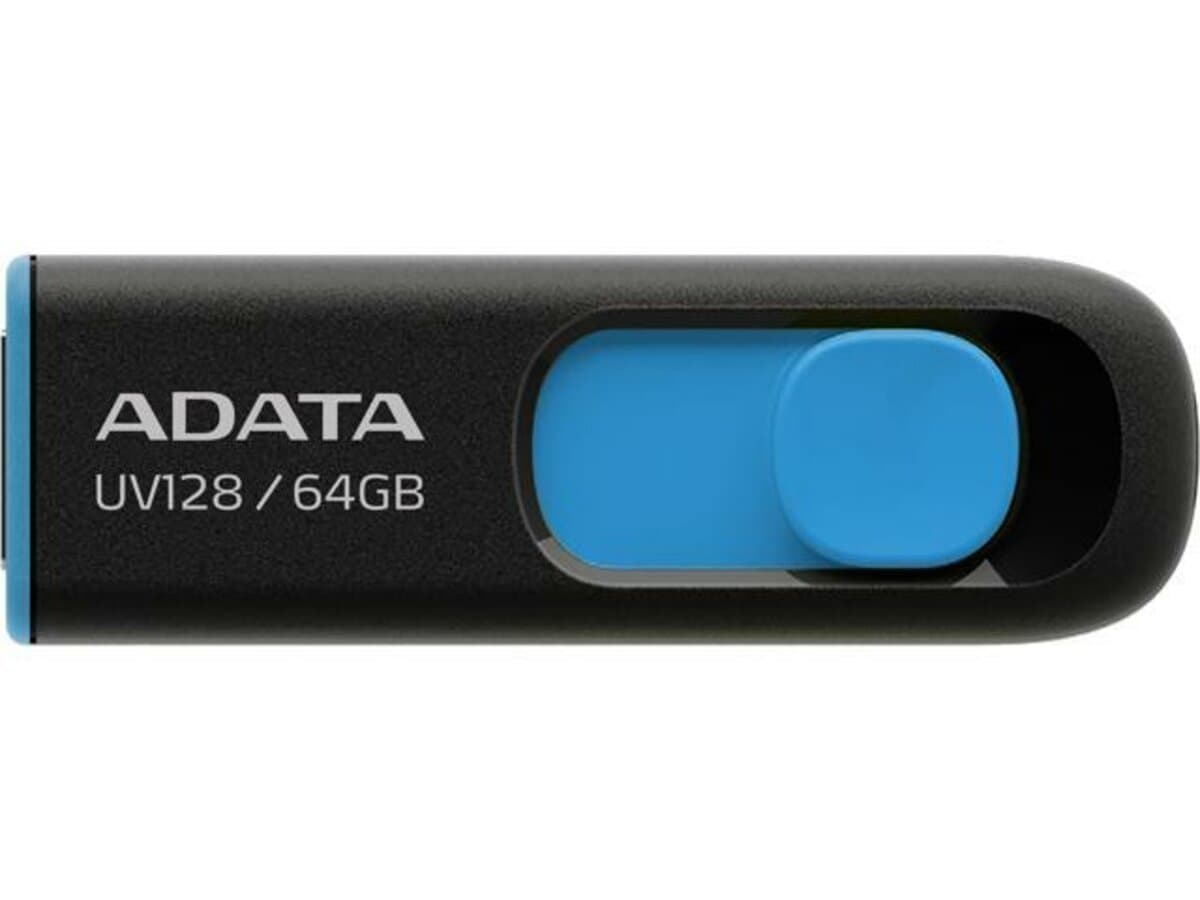 Флеш пам'ять флешка A-DATA UV 128 64Gb USB 3.2 Black-Blue (AUV128-64G-RBE)