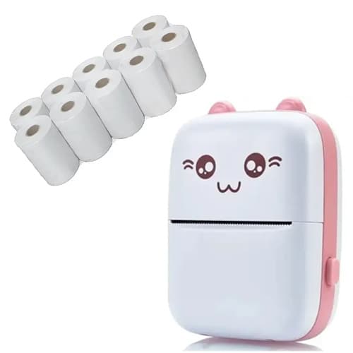 Карманный термопринтер для печати Bluetooth 4.0 1000mah и 10 рулонов бумаги 57мм (999283)