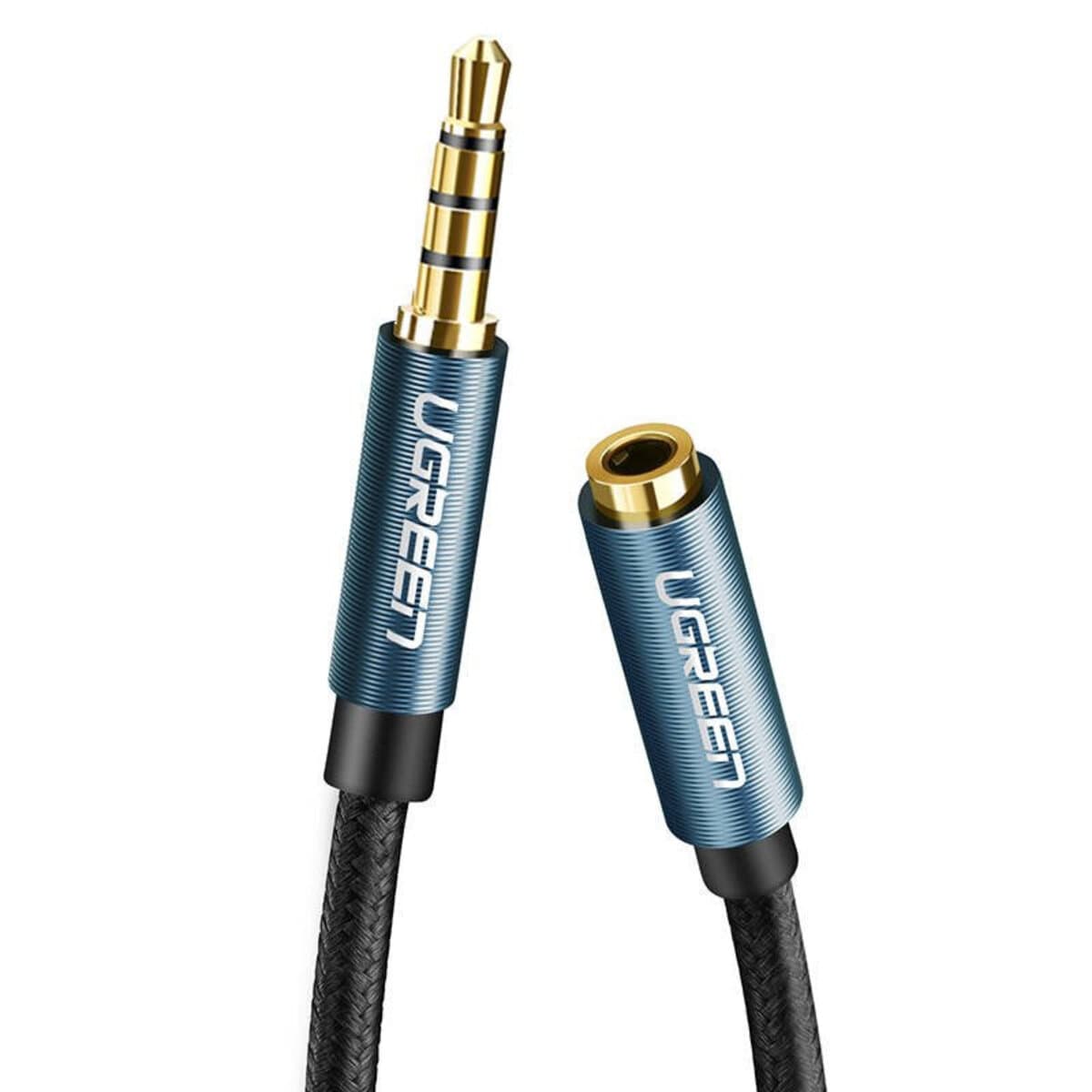 Аудіокабель подовжувач UGREEN AV118 3.5mm Male to 3.5mm Female Extension Braid 2m Black (UGR-40675)