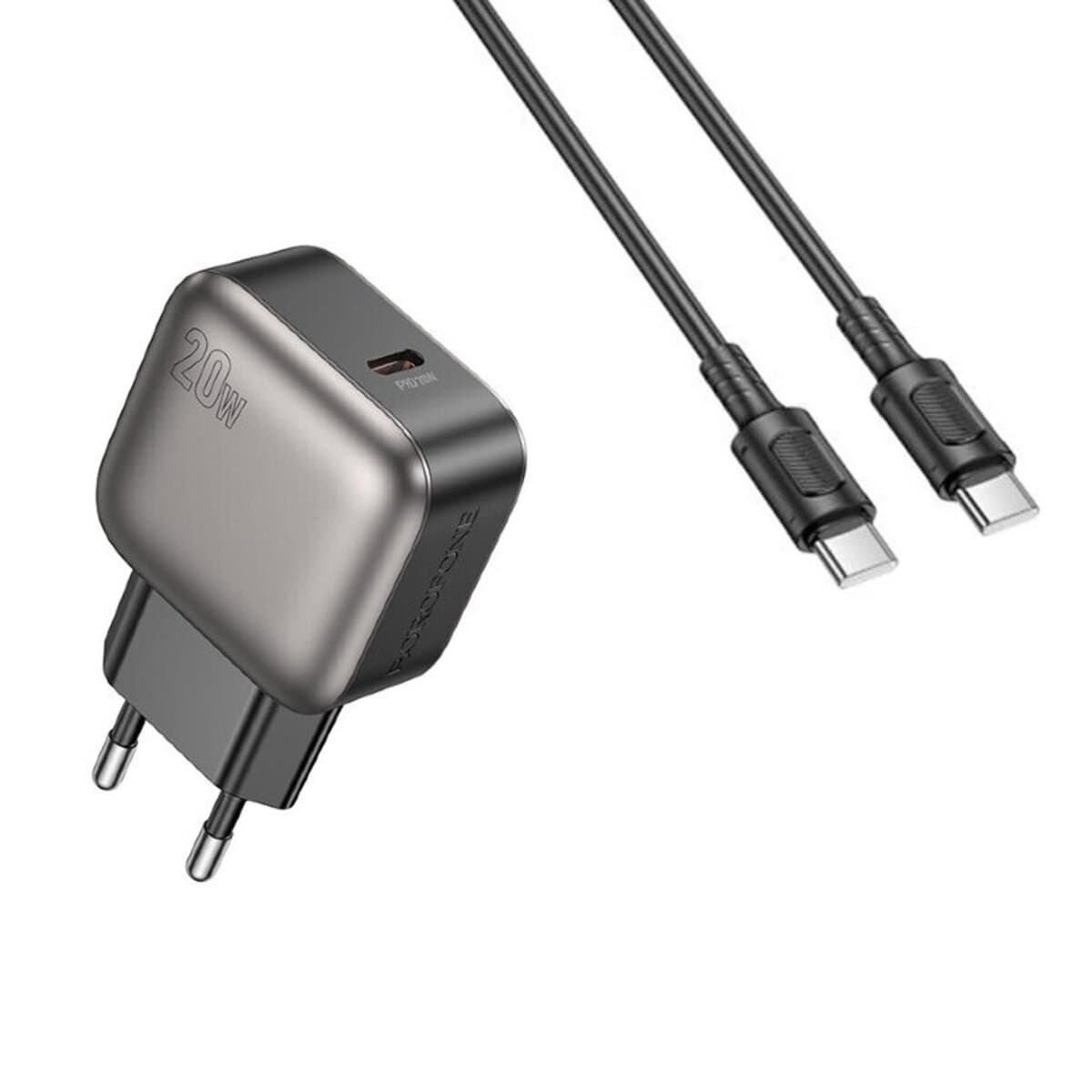 Зарядний пристрій BOROFONE BAS53A Absolute single-port PD20W charger set Type-C to Type-C cable EU Black